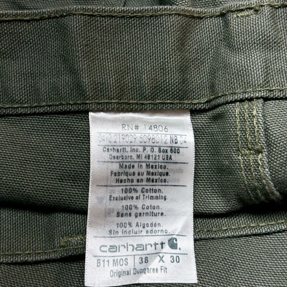 Carhartt Washed Duck Dungaree Cargo Work Pants Size 38x30 - Picture 6 of 10